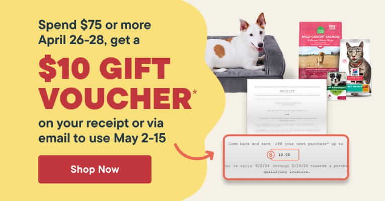 spend $75 or more April 26-28, get a $10 Gift Voucher on your receipt or via email to use May 2-15 - Shop Now
